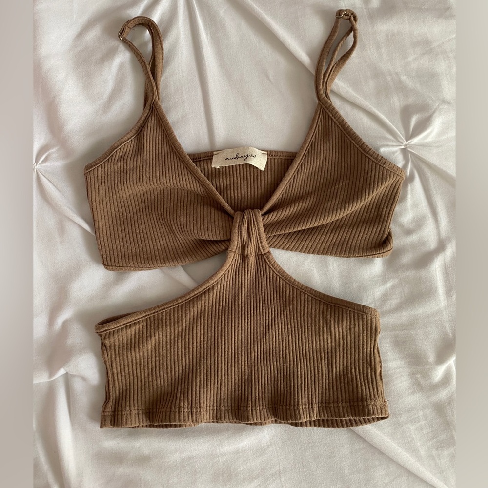 Brown Cut Out crop tank